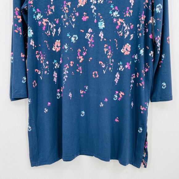 J. Jill Wearever Floral Print Split V-Neck Tunic Top Size Medium, Travel - Picture 6 of 11